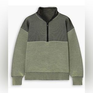 Nagnata Women's Green Space For Giants Ribbed Striped Cotton Sweatshirt S/M